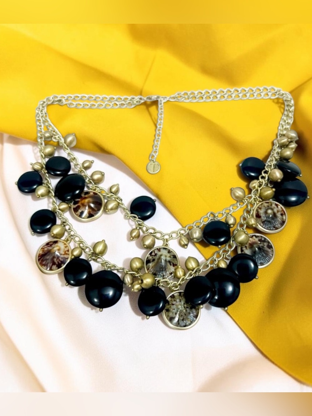 Talbots gold black Statement Elegant Necklace